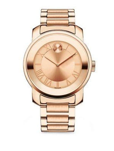 Shop Movado Bold Analog Stainless Steel Bracelet Watch In Rose Gold