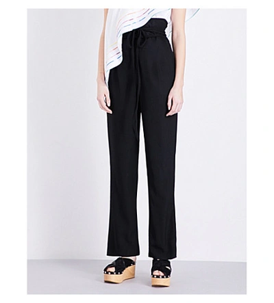 Rosie Assoulin Straight High-rise Dupioni Trousers In Black
