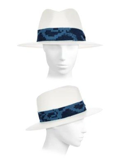 Shop Rag & Bone Embroidered Straw Panama Hat In White