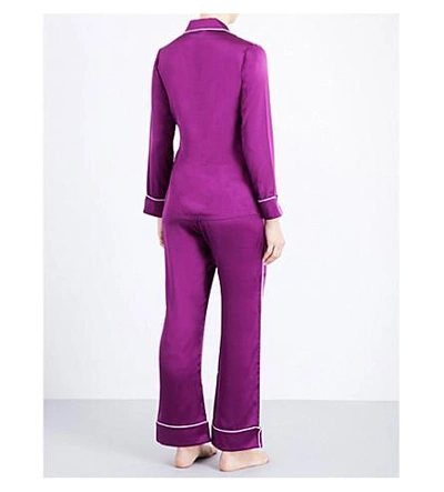 Shop Olivia Von Halle Coco Silk-satin Pyjama Set In Plum