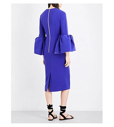 Shop Roksanda Bell-sleeve Stretch-crepe Dress In Iris