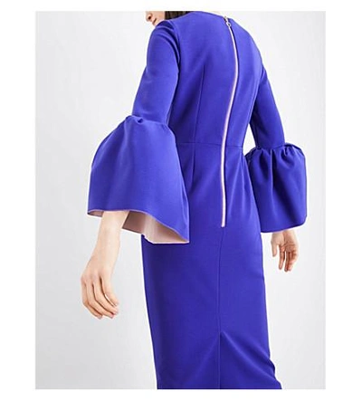 Shop Roksanda Bell-sleeve Stretch-crepe Dress In Iris