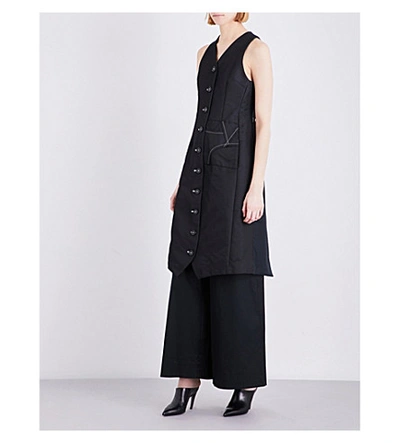 Alyx Button-up Woven And Satin Top In Black