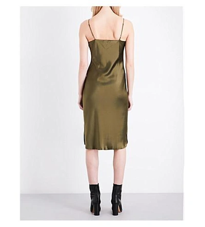 Shop Nili Lotan Short Silk-satin Slip Dress In Olive