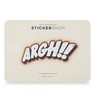 Shop Anya Hindmarch Argh!! Leather Sticker In Silver Metallic