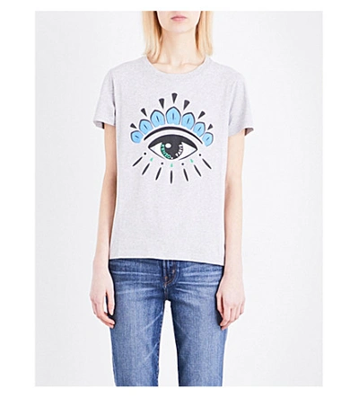 Shop Kenzo Eye-print Cotton-jersey T-shirt In Grey
