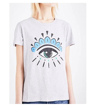 Shop Kenzo Eye-print Cotton-jersey T-shirt In Grey