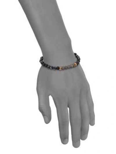 Shop Tateossian Stonehenge Beaded Bracelet In Black