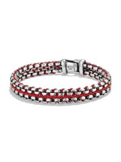 Shop David Yurman Chain Collection Sterling Silver Bracelet In Red