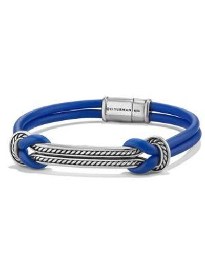 Shop David Yurman Men's Maritime Id Bracelet In Blue