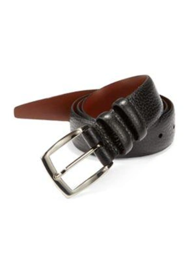 Shop Saks Fifth Avenue Men's Collection Tumbled Leather Belt In Black