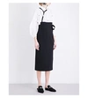 TOGA Faux-leather straps twill pencil skirt