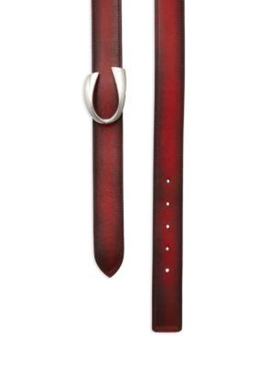 Shop Corthay Dark Red Patina Leather Belt