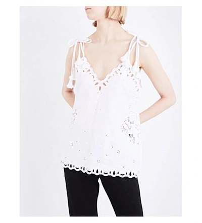 Shop Theory Wiola Linen And Cotton-blend Top In White