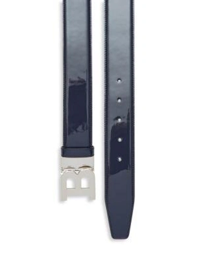 Shop Bally Patent Leather B Buckle Belt In Ink Blue