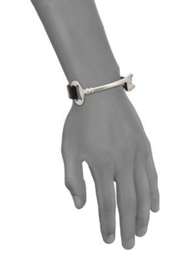 Shop Maison Margiela Silver & Leather Key Charm Bracelet