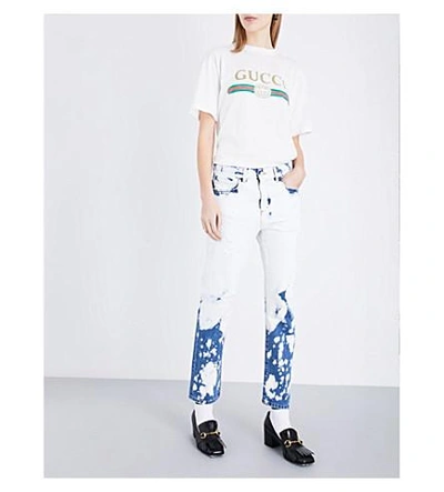 Shop Gucci Slim-fit Acid Wash Jeans In Blue