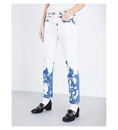 Shop Gucci Slim-fit Acid Wash Jeans In Blue