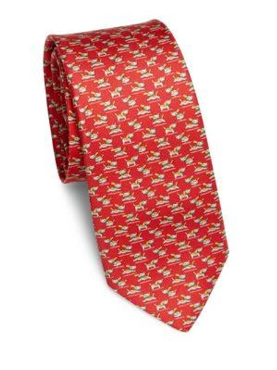 Shop Ferragamo Father & Son Dog Silk Tie Set In Red