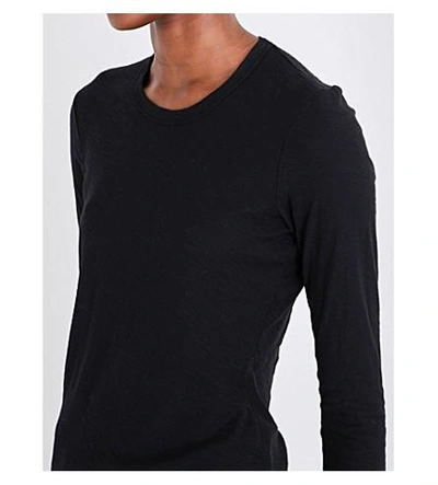Shop James Perse Semi-sheer Cotton-jersey Top In Black