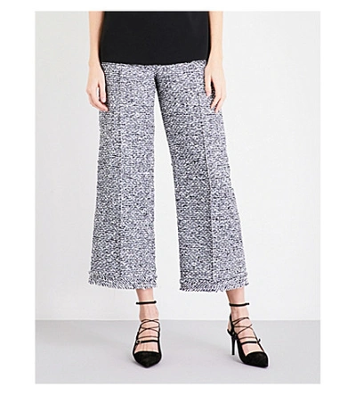 Roland Mouret Ward High-rise Bouclé Trousers In Navy