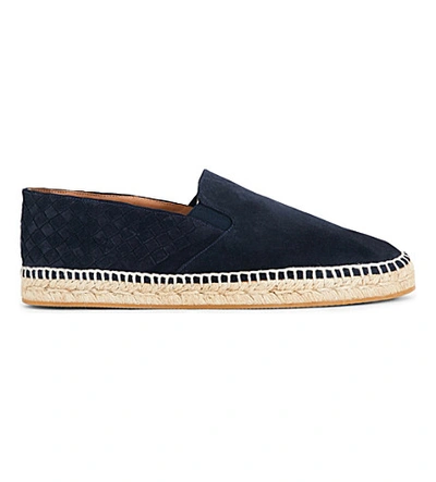 Shop Bottega Veneta Sardana Suede Espadrilles In Navy