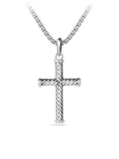 Shop David Yurman Men's Cable Cross Pendant In Silver