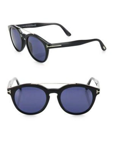 Shop Tom Ford Newman 53mm Round Sunglasses In Black Blue