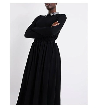 Shop Claudie Pierlot Style Crepe Midi Skirt In Noir