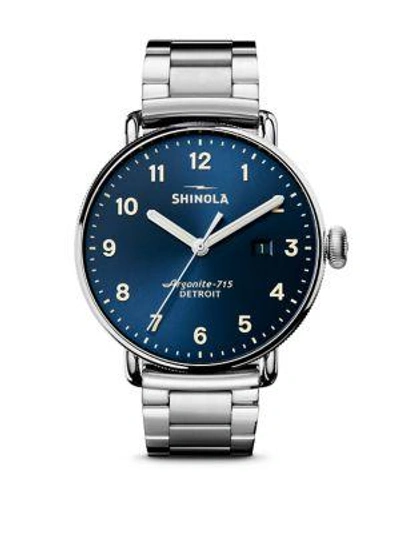 Shop Shinola The Canfield Chronograph Stainless Steel Bracelet Watch In Silver