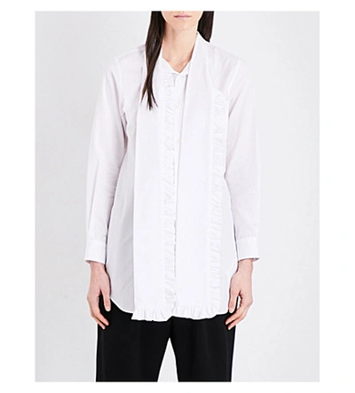 Comme Des Garçons Frill-detailed Cotton-poplin Shirt In White