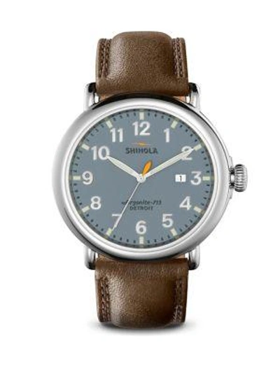 Shop Shinola Runwell Stainless Steel Watch In Brown