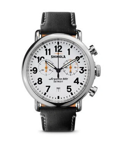 Shop Shinola Runwell Stainless Steel Chronograph Watch In Black