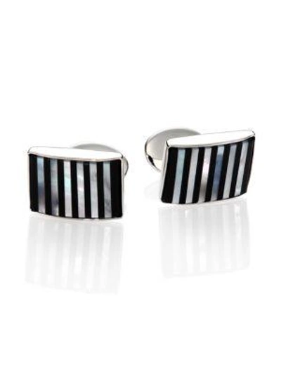 Shop David Donahue Sterling Silver, Onyx & Mother Of Pearl Cuff Links