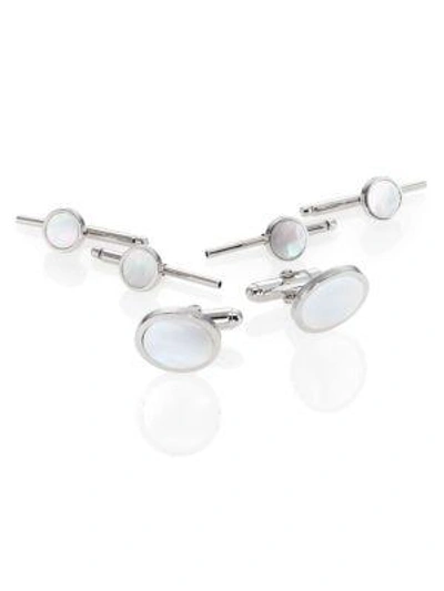 Shop David Donahue Sterling Silver & Mother Of Pearl Stud Set