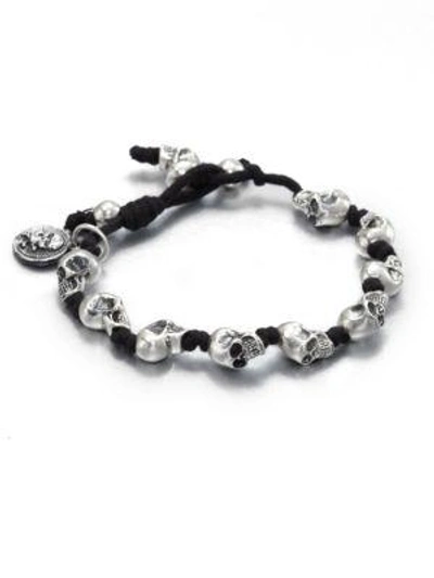 Shop King Baby Studio Men's Knotted Cord Bracelet In Silver
