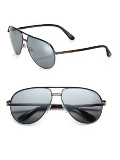 Shop Tom Ford Men's Cole Metal Aviator Sunglasses In Gunmetal