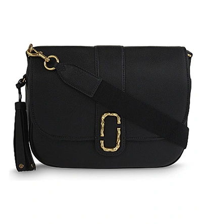 Shop Marc Jacobs Interlock Courier Leather Messenger Bag In Black