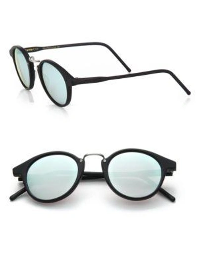 Kyme Men's Frank 46mm Round Pantos Mirror Sunglasses In Black Silver