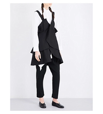 Yohji Yamamoto Crossover Strap Linen And Cotton-blend Dress In Black