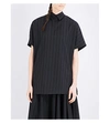 YOHJI YAMAMOTO Lace-up pinstripe-print gabardine top