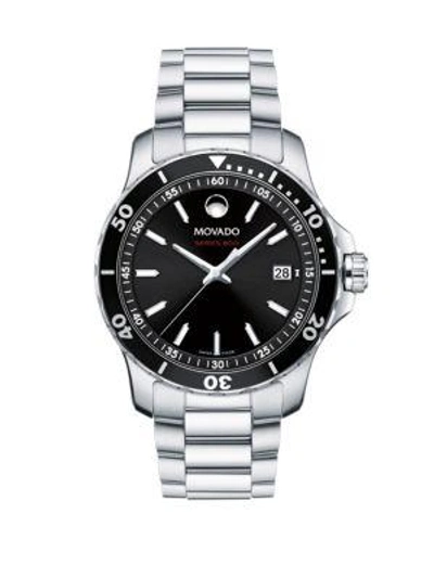 Shop Movado Men's Series 800 Stainless Steel Bracelet Watch In Silver Black
