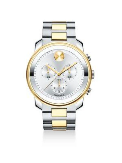 Shop Movado Bold Chronograph Two-tone Stainless Steel Bracelet Watch In Silver