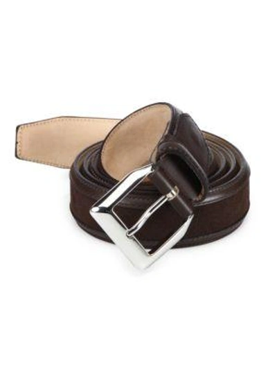 Shop Sutor Mantellassi Truman Veloucaladjustable Leather Belt In Brown