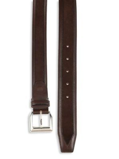 Shop Sutor Mantellassi Truman Veloucaladjustable Leather Belt In Brown