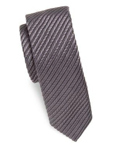 Shop Hugo Boss Textured Silk Tie In Grey