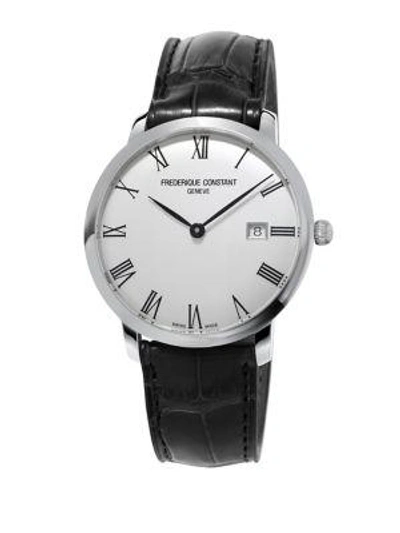 Shop Frederique Constant Slimline Automatic-self-wind Stainless Steel Watch In Black