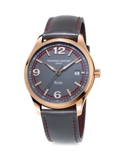 Shop Frederique Constant Healey Stainless Steel Automatic Strap Watch In Rose Gold