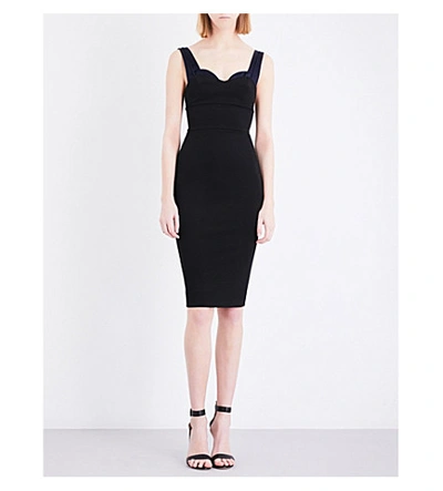 Shop Victoria Beckham Trompe L'oeil Fitted Stretch-crepe Dress In Black