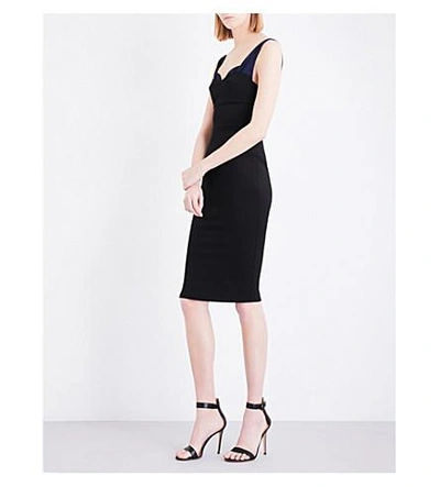 Shop Victoria Beckham Trompe L'oeil Fitted Stretch-crepe Dress In Black